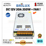 Power Supply Trafo Brilux DC 12V 30A | 350W + Fan (Super Quality)